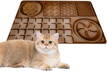 Килимок для годування собак та котів Slow Feeder з силікону, коричневий