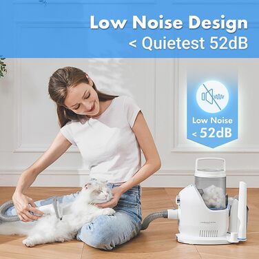 Машинка для стрижки собак Neakasa P2 Pro з пилососом, тиха, професійний набір для грумінгу домашніх тварин, 5 насадок для собак та котів, блакитна