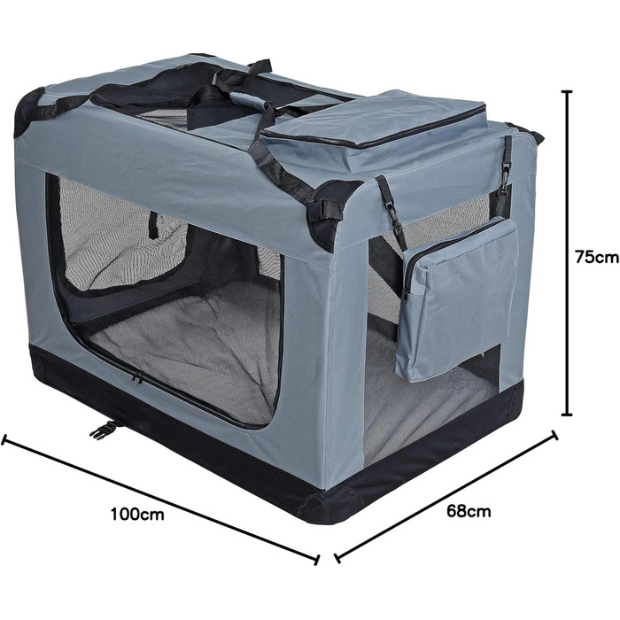 Транспортна переноска для собак та котів ESTEXO, XXXL, сірий колір