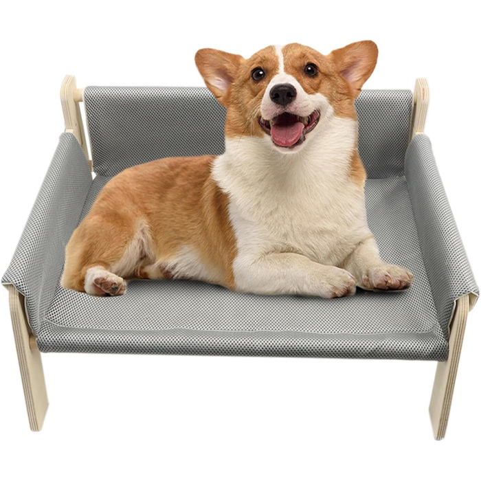 Підвищене ліжко для домашніх тварин з дерев'яним каркасом, софа для котів знімний чохол, стабільне підвищене ліжко для собак, софа для собак з дерев'яним каркасом, підвищене ліжко для собак маленьких порід, меблі для домашніх тварин з натурального дерева 
