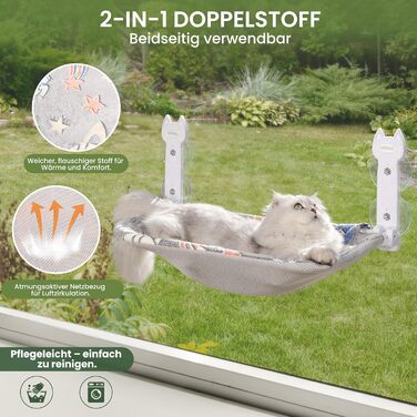 Кішка ліжко на вікно HiPetpy, світлодіодна двостороння матрац, складана та бездротова, міцні присоски до 20 кг, зручний поглиблений дизайн, 360° огляд, підвісна ліжко для котів, віконце-ліжко (Сірий, 1 шт.)