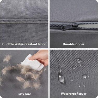 Зручне ортопедичне ліжко для собак великих та середніх порід, вологостійке, знімний чохол, сірий колір (36x27x3 дюйми)