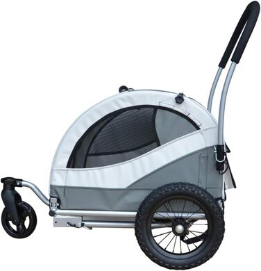 Papilioshop Kuma: візок для собак, причіп для велосипеда, а також переносний лежак для тварин. Легкий та стабільний, ідеальний для прогулянок та транспортування. Сірий колір.
