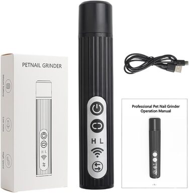 Шліфувальник для собачих кігтів | 3-ступеневий акумуляторний портативний LED | Шліфувальник для лапок, інструмент для собак - для дорослих, сім'ї, друзів, жінок та чоловіків, чорний