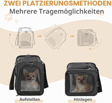 Переноска для собак і котів Petsfit (M) - сумка-переноска для авіаперельотів, авто та потягу, чорна