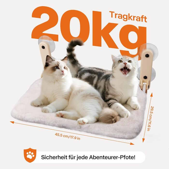 Кігтеточка-ліжко для котів Pet Prime на віконну раму з присосками 85мм, 20кг, знімні чохли, нержавіюча сталь, 45x32см, розкладна, бездротова