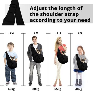 Транспортна сумка для собак та інших домашніх тварин Lyneun, регульована, дихаюча, для прогулянок та активного відпочинку (чорна)