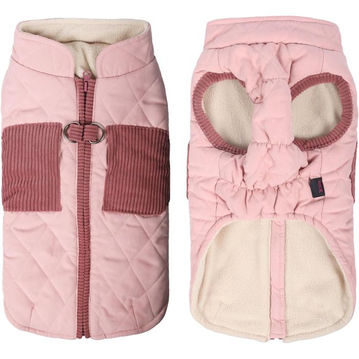Теплий зимовий одяг для собак FeimaX: вітронепроникна куртка з флісовою підкладкою, D-Ring, для малих та середніх собак, рожевий, 3XL