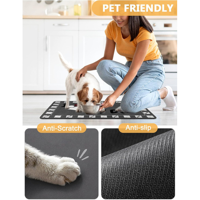 Підкладка під годівницю для собак та котів, 30 x 50 см, сіра, нековзна