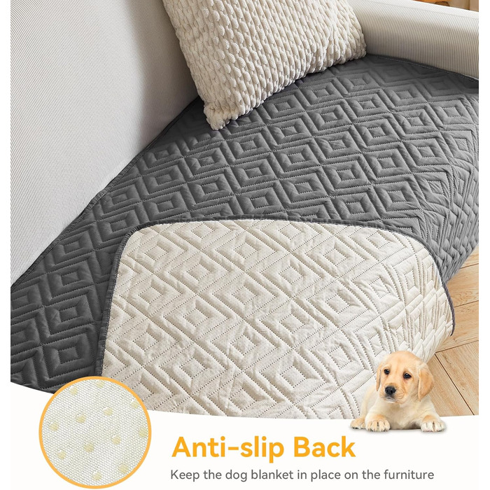 Водонепроникний килимок для собак, антиковзкий та пральний, ковдра для собак та котів, захисна ковдра від шерсті та подряпин для дивану, ліжка, автокрісла (Сірий, 127x152 см)