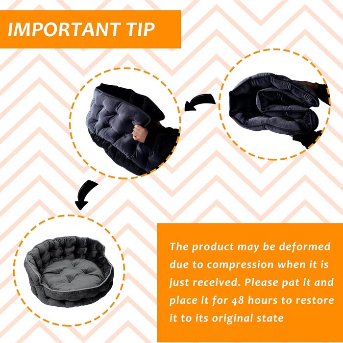 Кругле ліжко для собак та котів, чорне, 60 см, зручне та м'яке, з антиковзною основою, легко миється