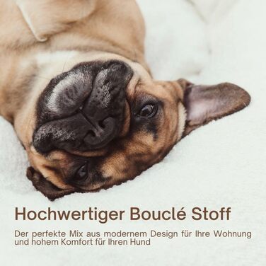 Крісло-лежанка для собак Holly Hundebett: міцний, зручний, з м'якої тканини Bouclé, Cocoon Design, підтримка шиї та хребта (S/M, кремовий)