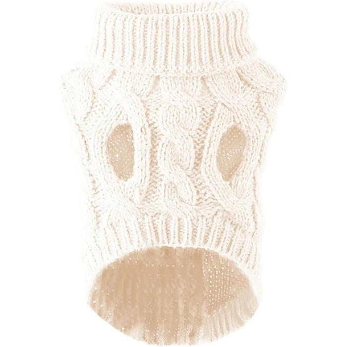 Теплий зимовий пуловер для собак, з флісовою підкладкою, для чихуахуа, такси, осінь-зима (білий, L)