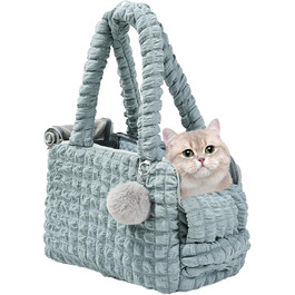 Трансформер-переноска для котів та цуценят, м'яка, зелена, з плюшевою іграшкою та вентиляцією