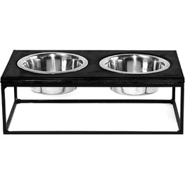 FEEDO - годівниця для собак з бетону, подвійний миска, аксесуари для собак (M, темно-сірий)