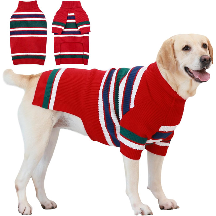 Пуловер для собак IECOii великого розміру XXXXL, для великих порід, в'язаний, теплий, для добермана, німецької доги, 4XL (червоний)