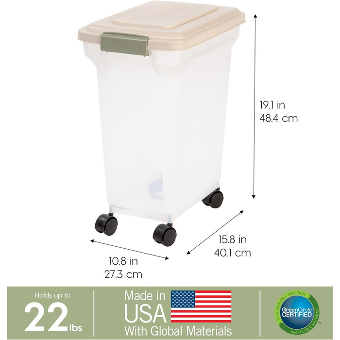 Контейнер для корму для тварин IRIS USA, герметичний, 67 л