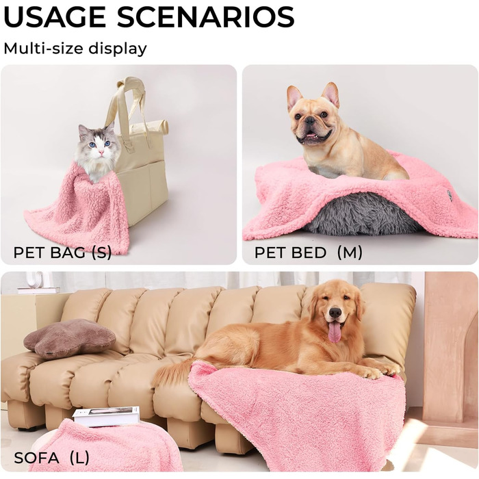 М'яка флісова ковдра для домашніх тварин: собаки, коти, цуценята (3 шт. в упаковці, 45x75 см, бежевий+блакитний+рожевий)