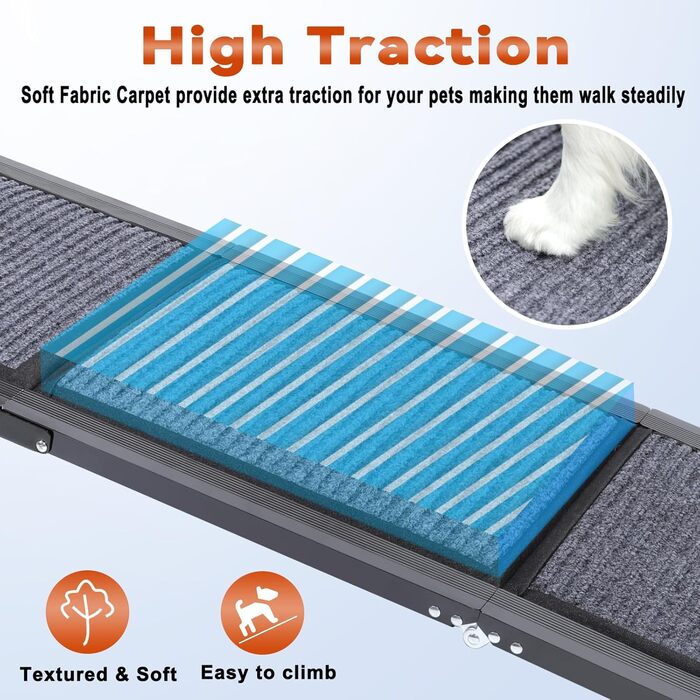 Рампа для собак у машину X-Lange 180,3 см: складна, для великих собак, до вантажівок, з антиковзким покриттям