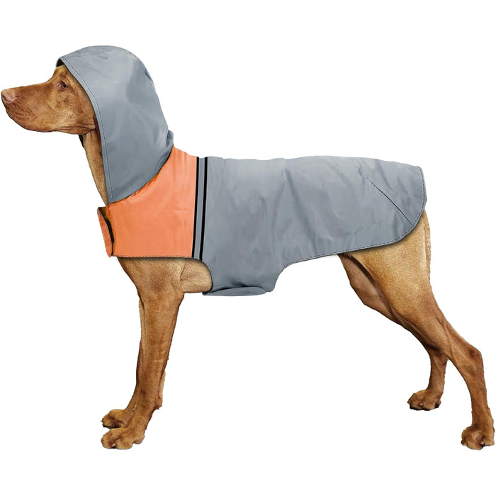 Водонепроникна куртка-дощовик для собак, велика, з капюшоном та світловідбиваючими смугами
