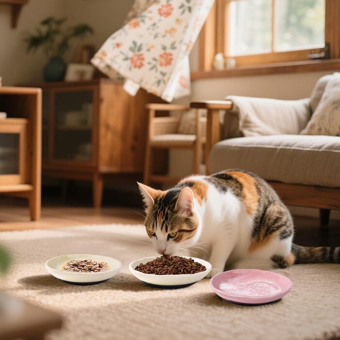 Набір мисок для котів Vikcvcsc (5 шт.) з неслизьким силіконовим дном, керамічні, для котів, кошенят та дрібних тварин