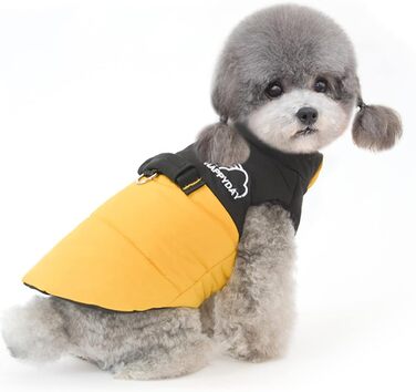 PETCUTE Зимовий одяг для собак, тепла водонепроникна куртка для маленьких, середніх та великих собак, одяг для домашніх тварин з отвором для повідка, ідеально підходить для зими, осені та весни (XL, жовтий)
