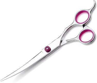 Набір професійних ножиць для грумінгу домашніх тварин, 18 см (7,0 дюймів). Прямі, розріджуючі та вигнуті ножиці з нержавіючої сталі для собак та котів. Колір: фіолетовий