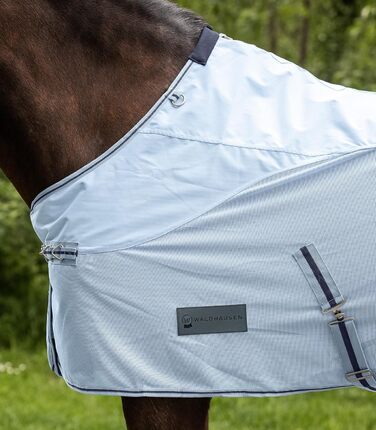 Дощова попона для коней Waldhausen Protect, світло-синя/темно-синя, 135 см