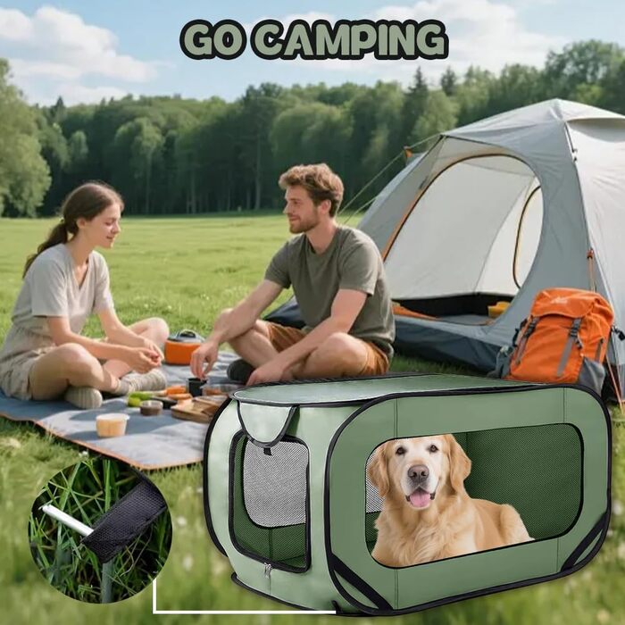 Складана переносна переносна коробка для собак та котів, 94x53x53 см, зелена