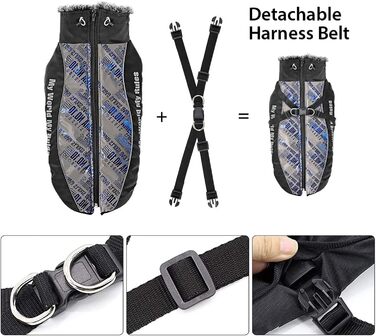 PETCUTE Водонепроникний зимовий одяг для собак, тепла куртка для маленьких та середніх собак, з кріпленням для повідка, 6XL, блакитний