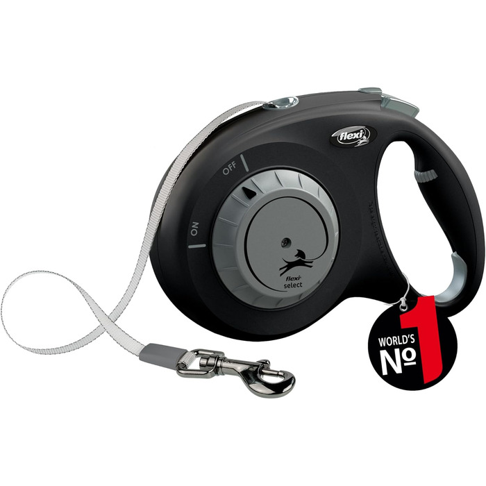 Flexi Select повідок для собак, чорний, 7 м, регулювання 0-7 м, до 25 кг