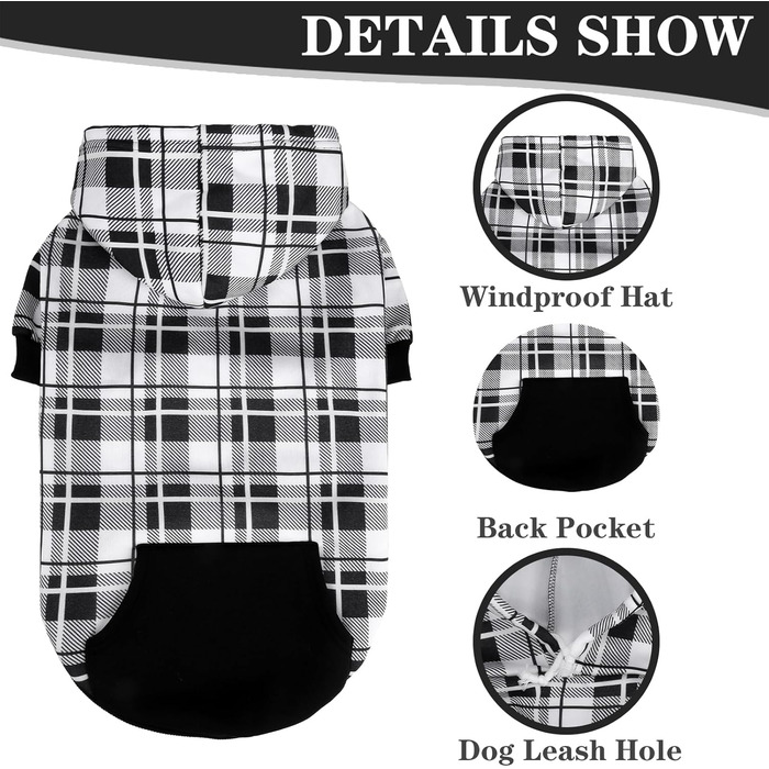 Світшот для собак ExPawlorer з візерунком у клітинку, британський стиль, теплий одяг для собак з отвором для повідка, підходить для Pitbull, зимовий одяг для всіх порід, цуценят, дівчаток та хлопчиків, котів, рожевий (XX-Large, чорний та білий)