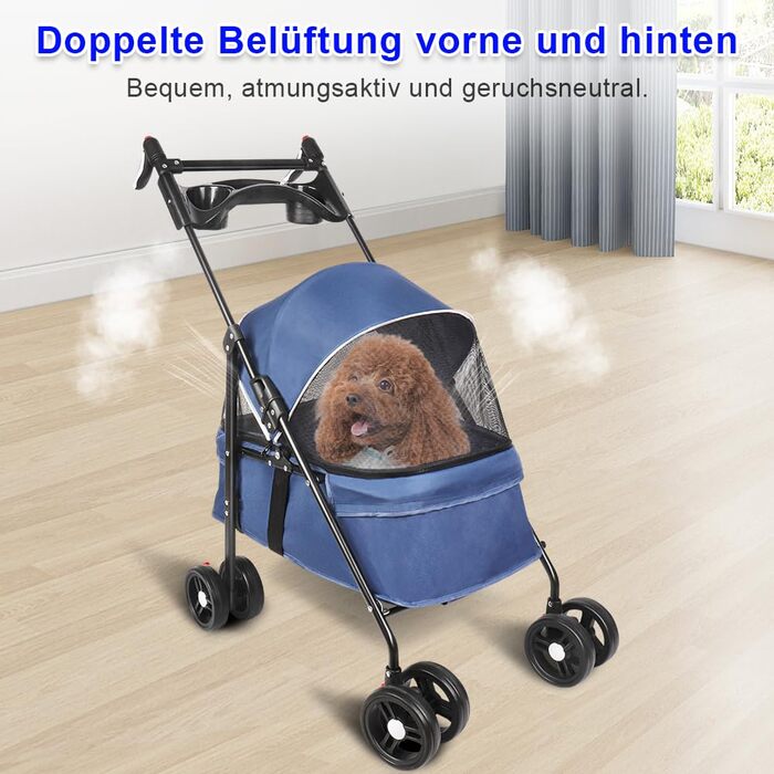 Візок для тварин Homewell: легкий, зручний, до 20 кг (блакитний)