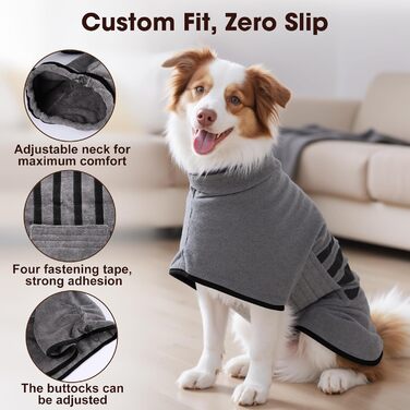 Рушник для собак, мікрофібра, середні та великі породи - сірий, швидко сохне, супер вбираючий, для собак та котів (чорний, XXL) XXL сірий (чорна сторона)