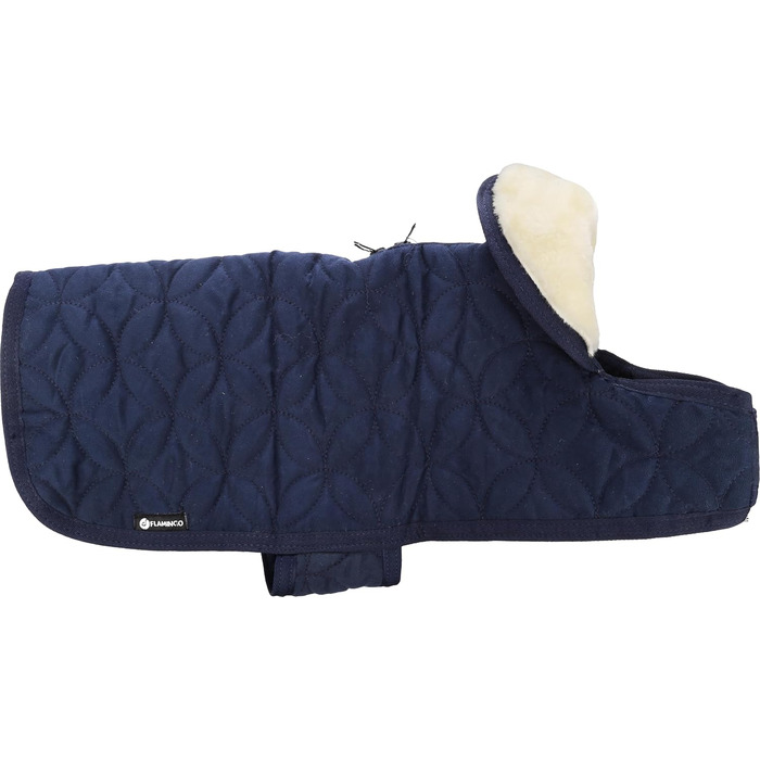 Зимовий теплий нашийник для собак Flamingo Koda, темно-синій, 35 см, поліестер, водовідштовхувальний, з флісовою підкладкою, на липучці, з отвором для повідка, високий комір, XS