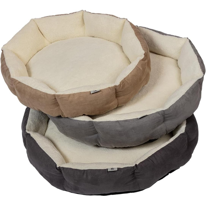 Дизайнерське ліжко для собак Danish Design Essentials, бежеве, розмір M, 62 x 60 x 16 см, м'яке ліжко з хутром, можна прати в пральній машині