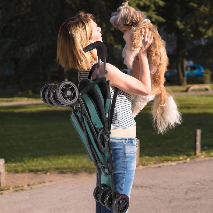 Візок для тварин Wedyvko, легкий туристичний візок для собак та котів до 15 кг, темно-зелений