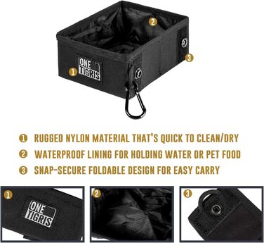 Складаний миска для собак OneTigri 0,9 л | Миска для подорожей, тренувань та активного відпочинку | Багаторазова упаковка