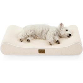 Лежанка для собак, 90x60x13 см, з високим бортиком - ортопедичний лежак для собак з корисного, водовідштовхувального та неслизького матеріалу у формі човна, підходить для собак до 29 кг, бежевий колір, розмір M