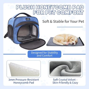 Сумка-переноска для тварин, складна, з леєрою, для кошенят, цуценят, морських свинок (до 3,6 кг), блакитна