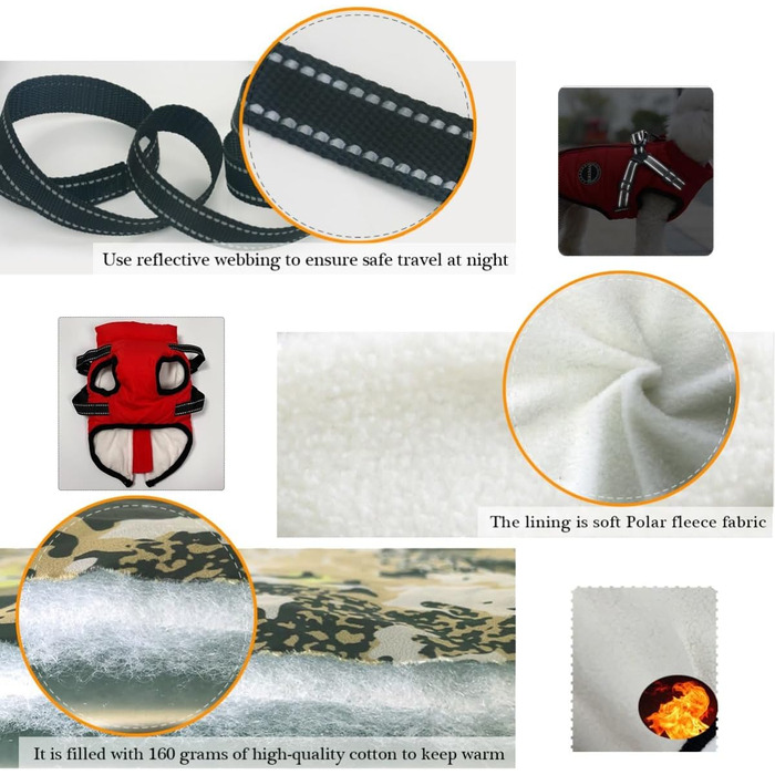 Водонепроникна зимова куртка для собак з інтегрованим шлейкою, зручна та регульована, з відбиваючими елементами. Підходить для маленьких та великих собак.