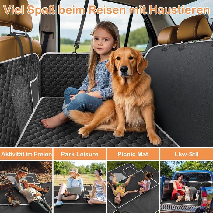 Водонепроникний килимок для собак у машину Taygeer з жорсткою основою, 127x156 см, чорний