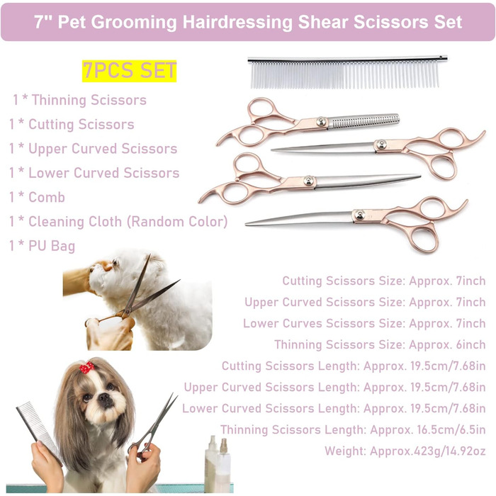 Набір професійних ножиць для грумінгу собак та котів Haustierschere 4 шт. з PU-чохлом