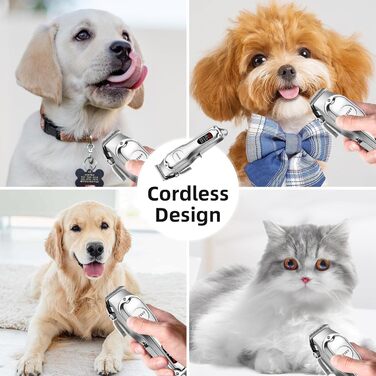 Професійний набір для грумінгу собак: тример для шерсті з акумулятором 2000mAh, 6500rpm, тиха робота, чорний колір