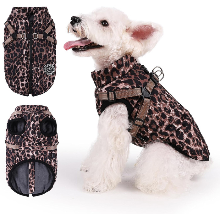 Теплий зимовий одяг для собак Avlot: куртка з флісу, водонепроникна, для холодної погоди (XXL, Коричневий)