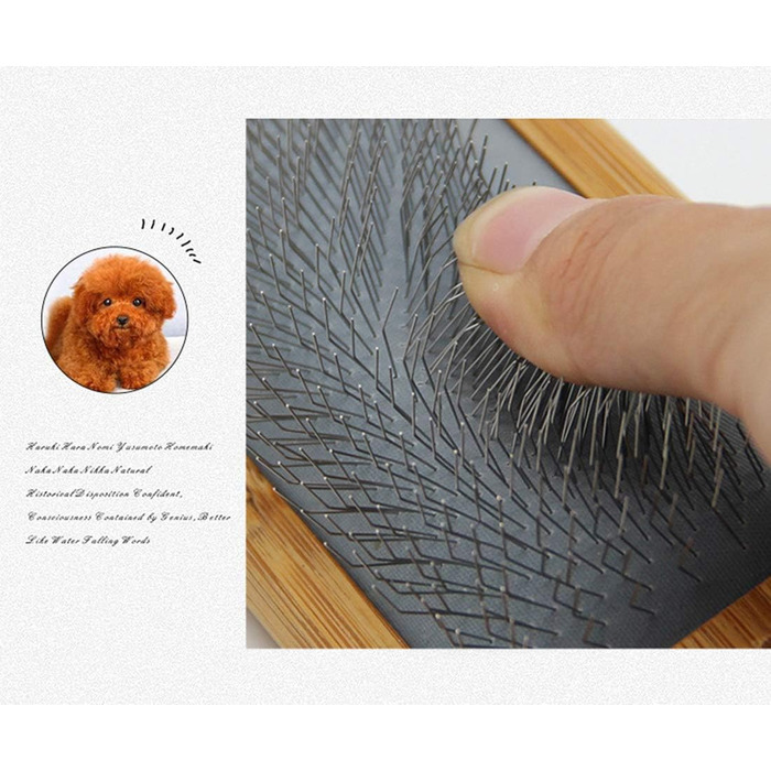 Щітка для грумінгу домашніх тварин з дерев'яною ручкою та металевими шпильками. Інструмент для видалення шерсті та розпушування. Підходить для собак та котів.