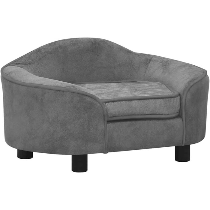 Софа для собак VidaXL 67x47x36 см, плюшеве ліжко для котів та собак (сірий)