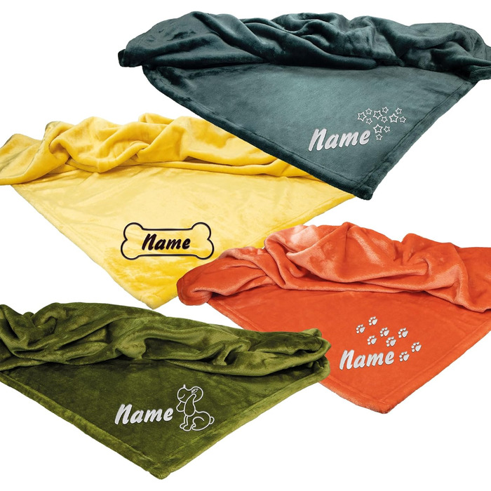 М'яка ковдра з мікрофібри Schecker Premium з вишивкою імені вашого собаки (зірки та ім'я, пудрово-рожевий) 150 x 95 см