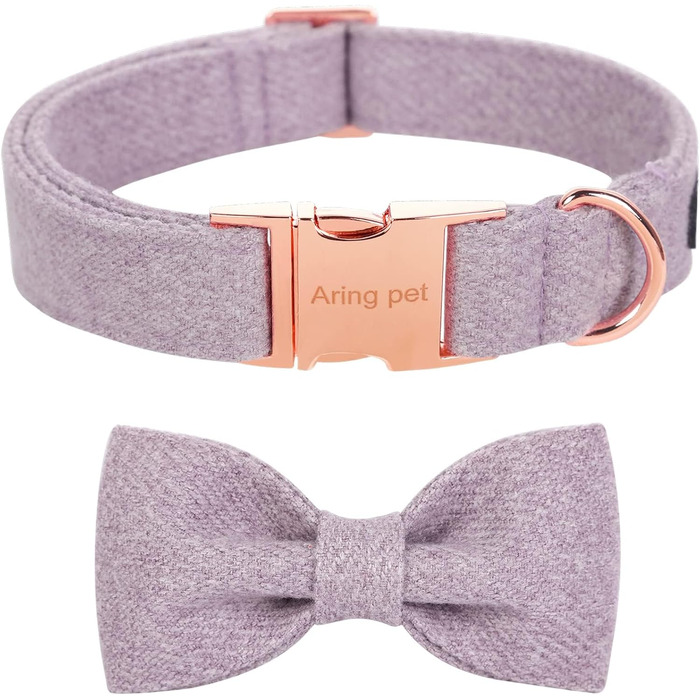 Нашийник для собак на Різдво Aring Pet, бавовняний нашийник з бантом, милий дизайн, з металевою застібкою, для великих собак (XL, лавандовий)