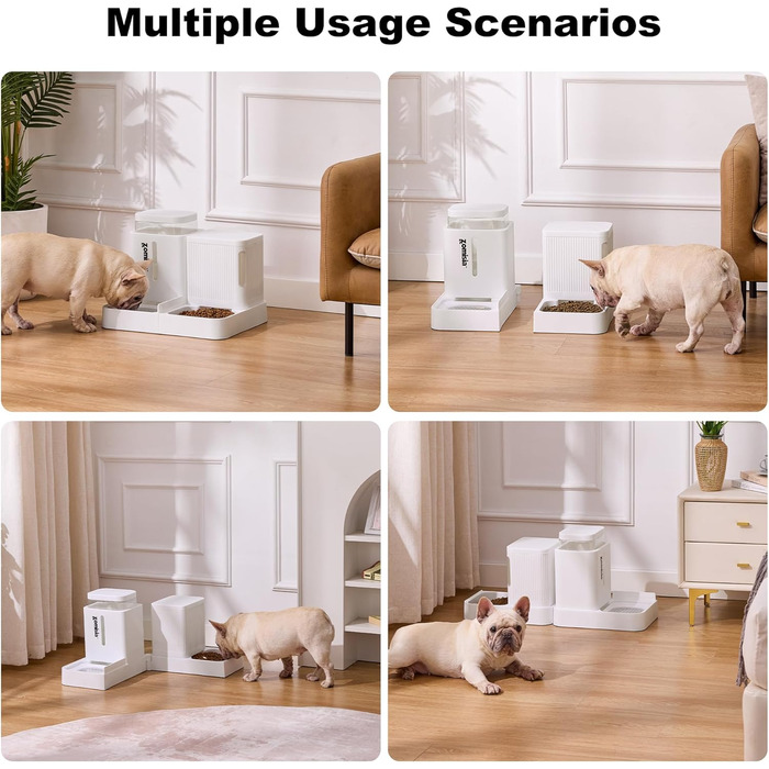 Автоматичний годівниця для котів/собак 3L, 2-в-1: годівниця та поїлка, обертання 180°, білий, для сухого корму